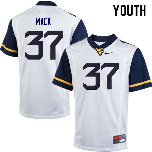 NCAA Youth Kolby Mack West Virginia Mountaineers White #37 Nike Stitched Football College Authentic Jersey AM23U05QE